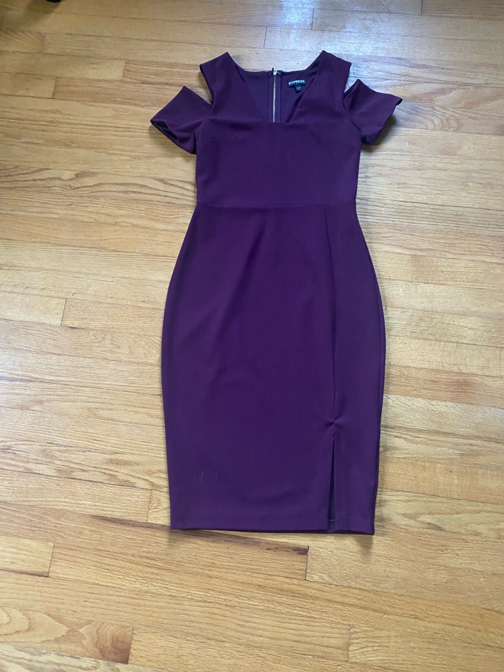 Express Deep Plum Bodycon Dress with Gold Zip